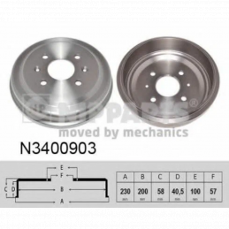 NIPPARTS N3400903 барабан тормозной задний Chevrolet Aveo T250/T255/T300, Daewoo Kalos 1.2-1.6 02>